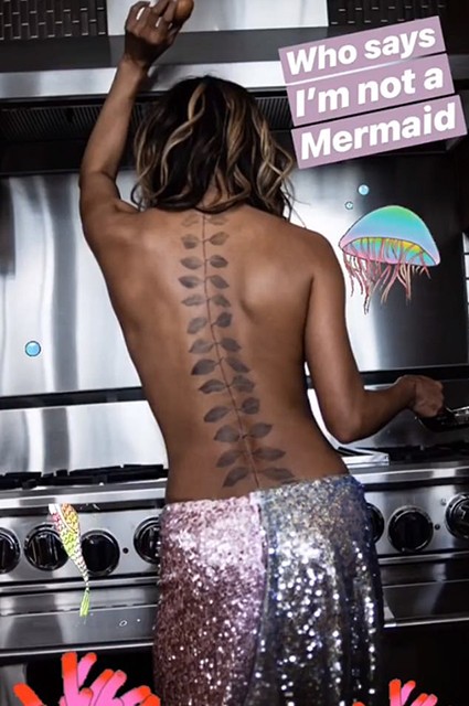 Halle Berry Topless New Tattoo 1