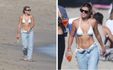 Sofia Richie In A White Bikini And Jeans On The Beach In Malibu (18 Photos) 26 Sofia Richie Sexy TheFappening.Pro 1 624x385 1