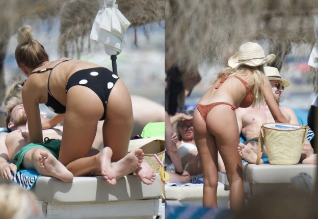 Zara McDermott White Dots And Orange Bikini 624x429 1