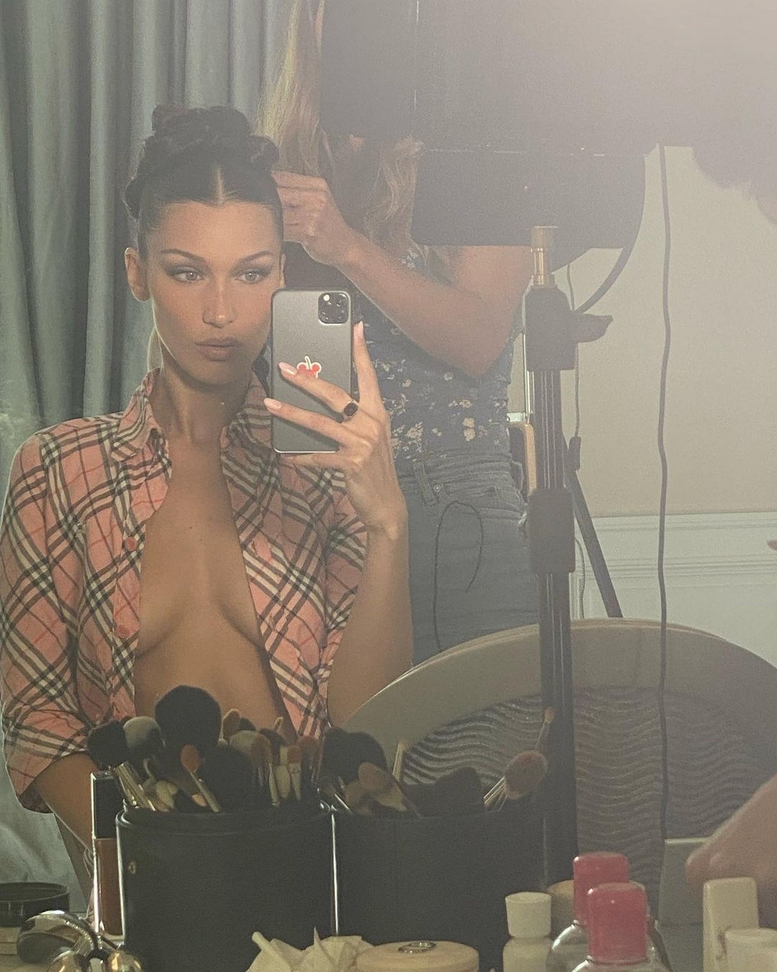 bella-hadid-braless-in-burberry-thefappening-cfd-2 Bella Hadid Braless In Burberry