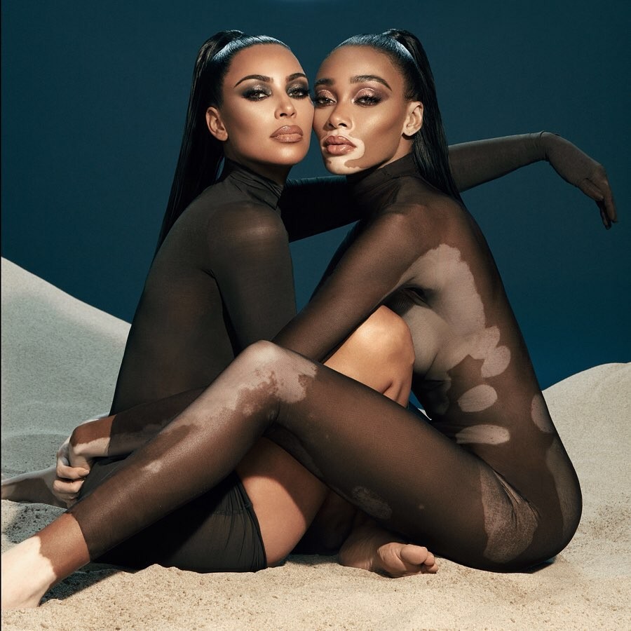 kim-kardashian-and-winnie-harlow-sexy-2 Kim Kardashian and Winnie Harlow for The KKW X WINNIE Collection