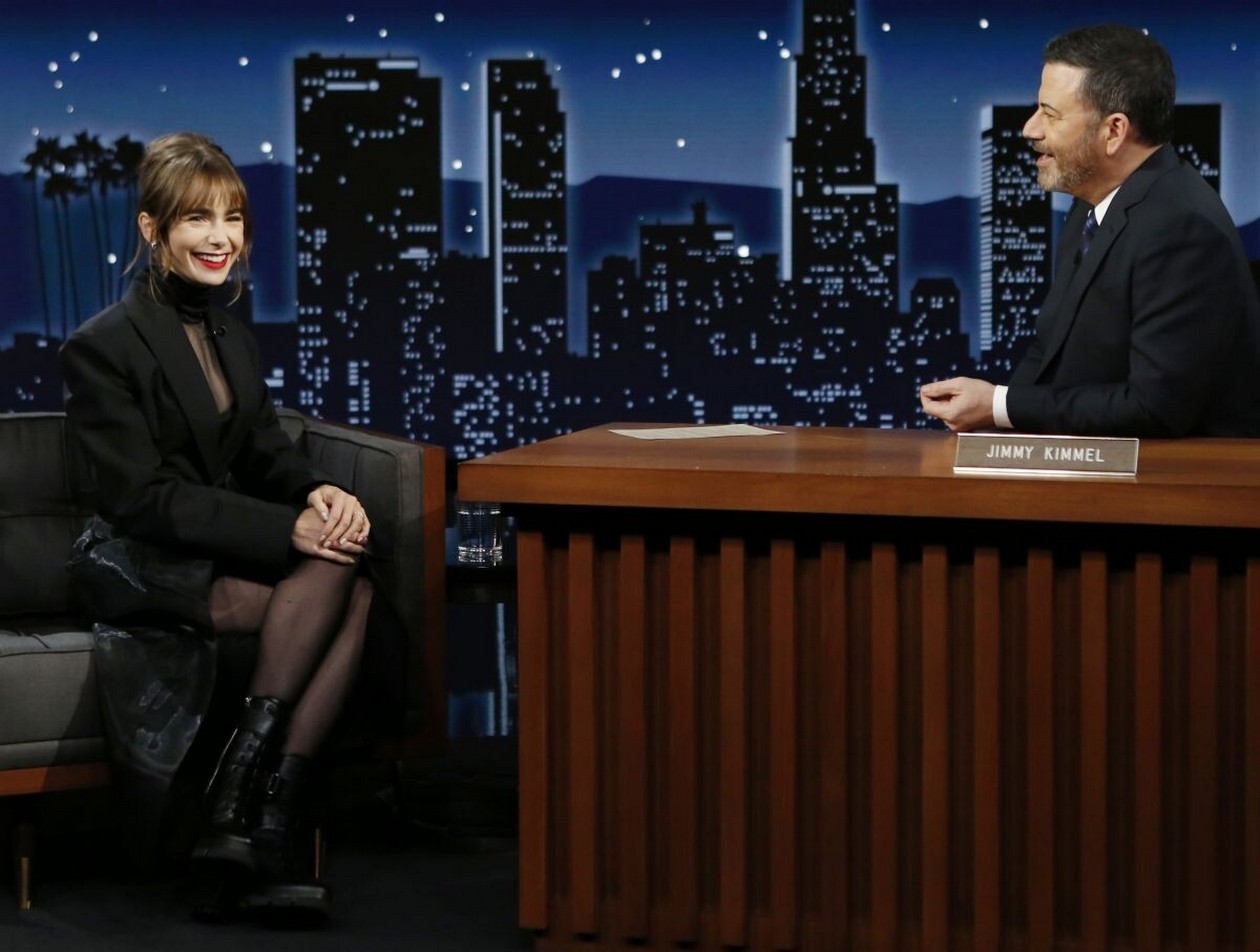 lily-collins-sexy-in-stockings-thefappening-cfd-3 Lily Collins At Jimmy Kimmel show