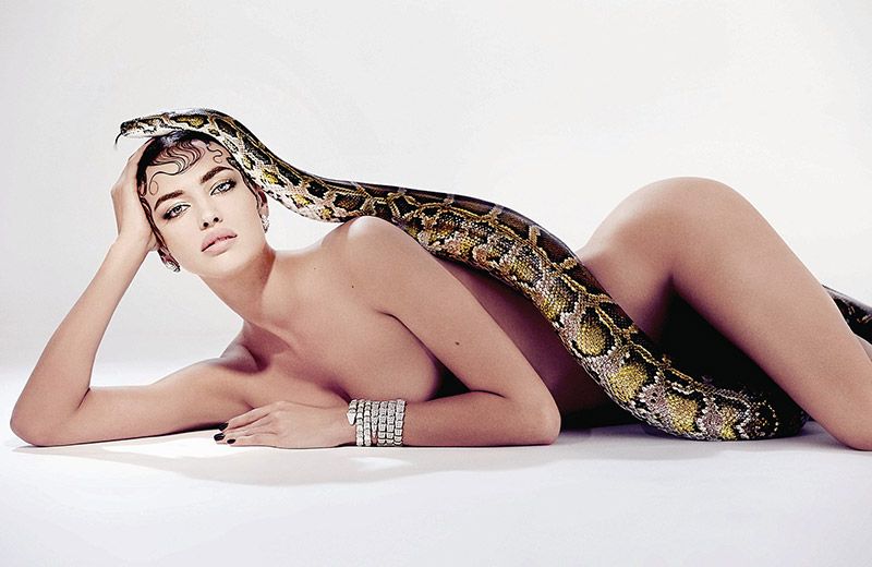 Irina Shayk Nude Snake Pose